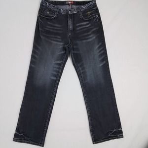 Akademiks‎ 90's Style Hip Hop Jeans Size 36x32 in Faded Black w/ Egyptian Theme